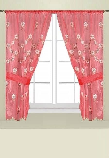 Maya Window Curtain – Delicate Floral Embellished Bathroom Window Treatment