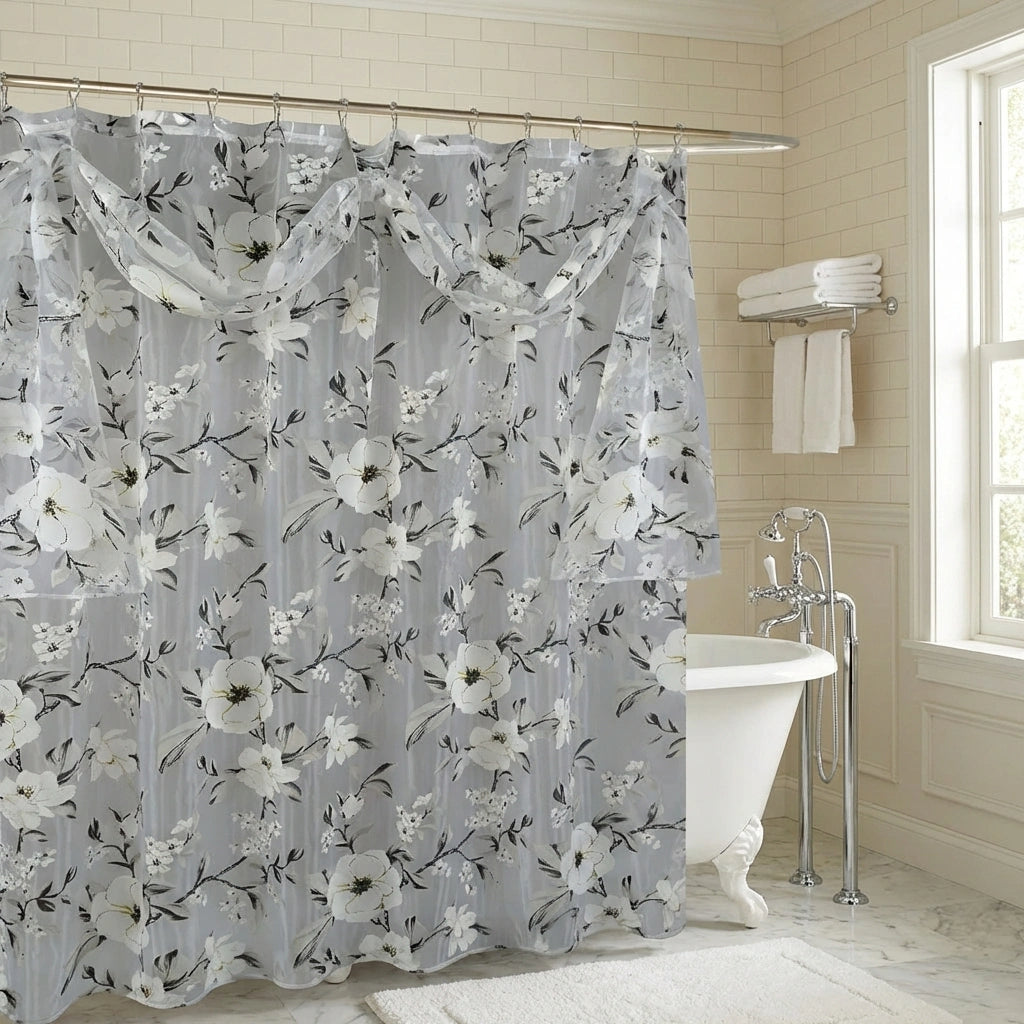 Melrose Shower Curtain – Romantic Floral Bathroom Décor