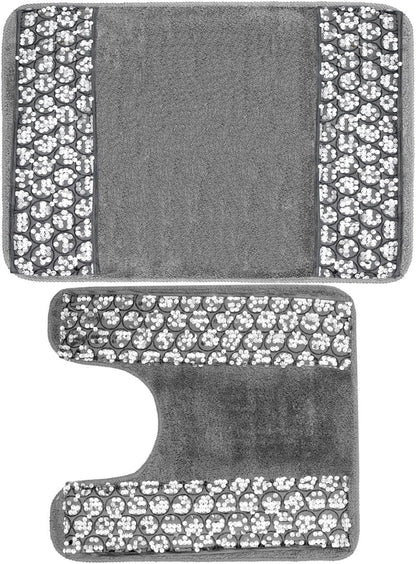 Sinatra Bathroom Rug Set – Glamorous Crystal-Embellished Bath Mats
