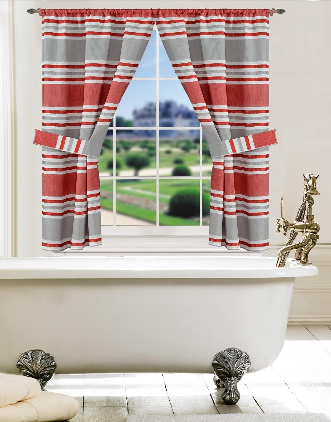Ivanna Window Curtain – Bold Striped Bathroom Window Treatment