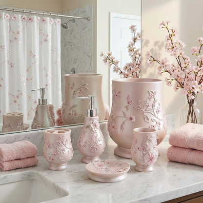 Melrose 5-Piece Bath Accessory Set - Modern Geometric Bathroom Collection