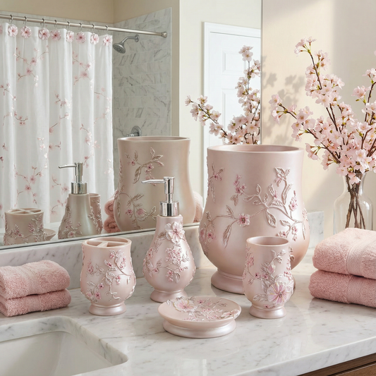 Melrose 5-Piece Bath Accessory Set - Modern Geometric Bathroom Collection