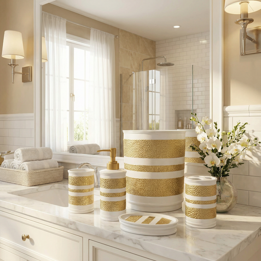 Marquise 5-Piece Bath Accessory Set - Luxury Textured Bathroom Collection