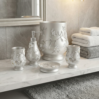 Melrose 5-Piece Bath Accessory Set - Modern Geometric Bathroom Collection