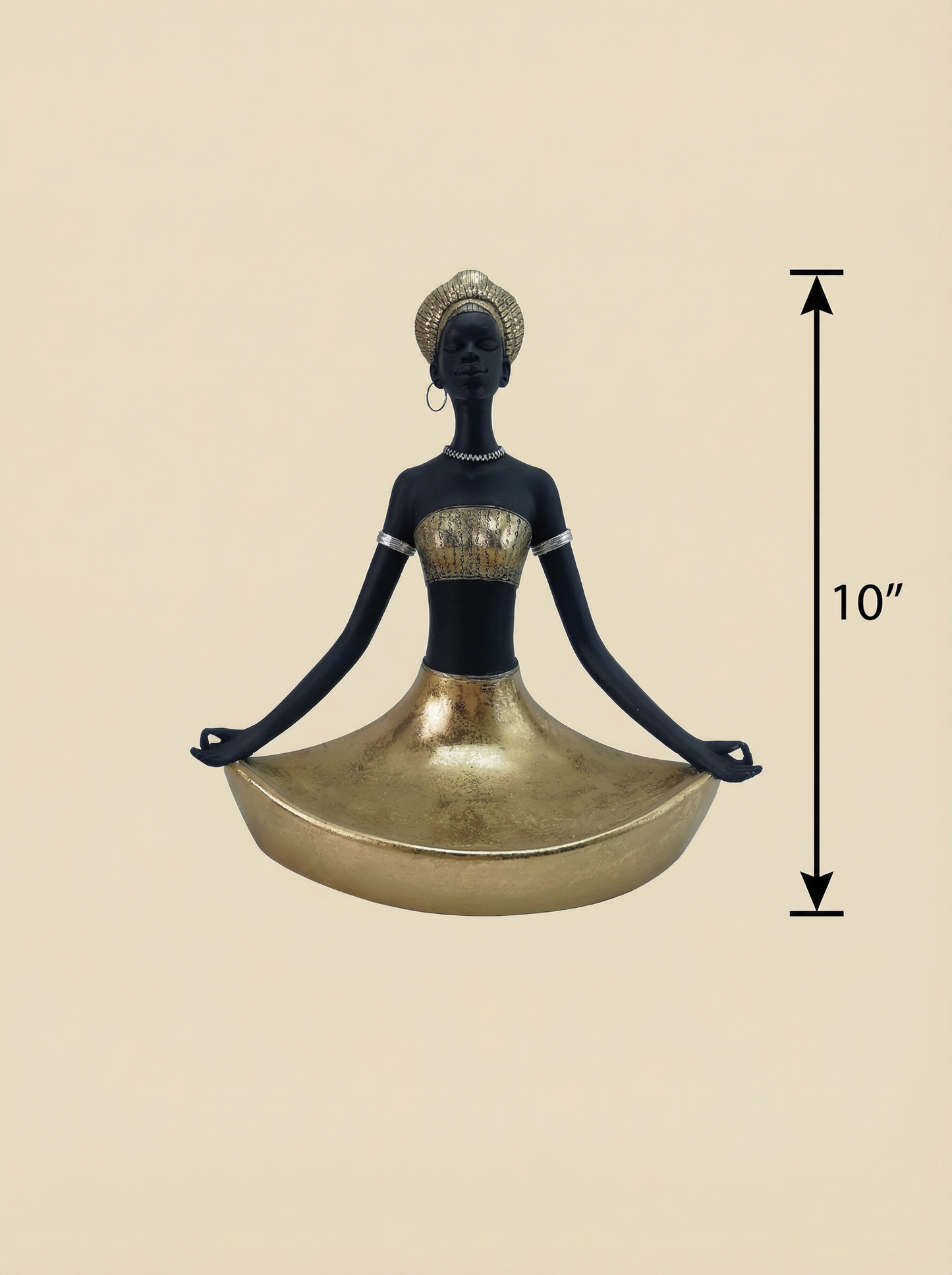 Majestic African Woman on Elephant Sculpture - 11" with Decorative Bowl