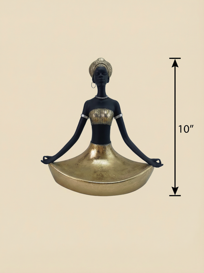 Majestic African Woman on Elephant Sculpture - 11" with Decorative Bowl