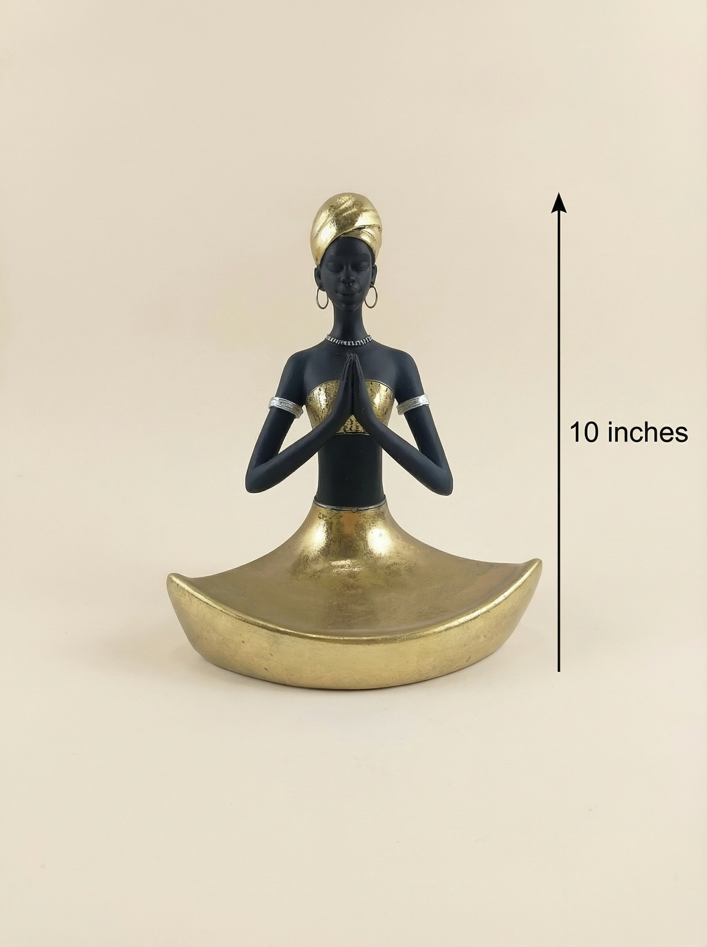 Majestic African Woman on Elephant Sculpture - 11" with Decorative Bowl