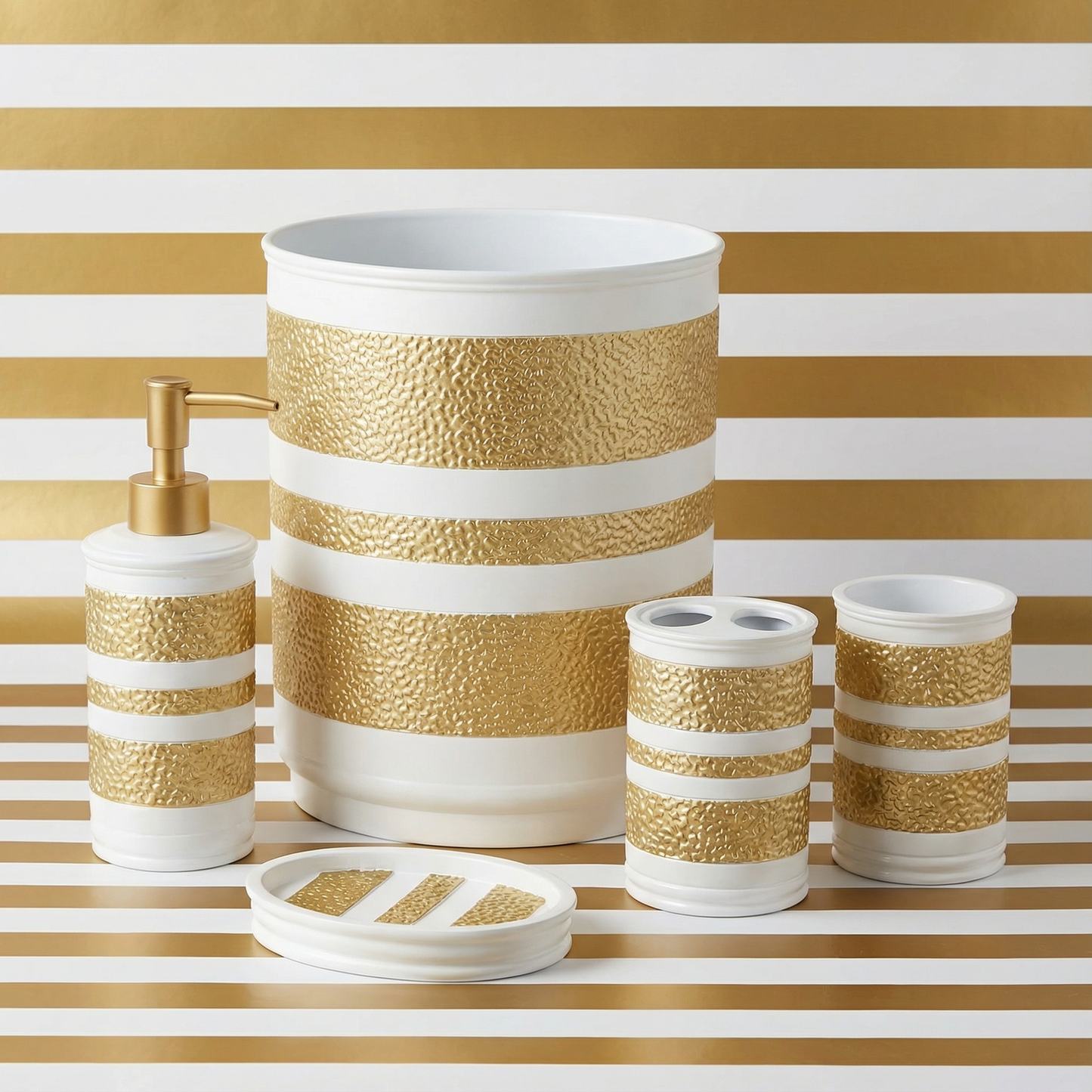 Marquise 5-Piece Bath Accessory Set - Luxury Textured Bathroom Collection