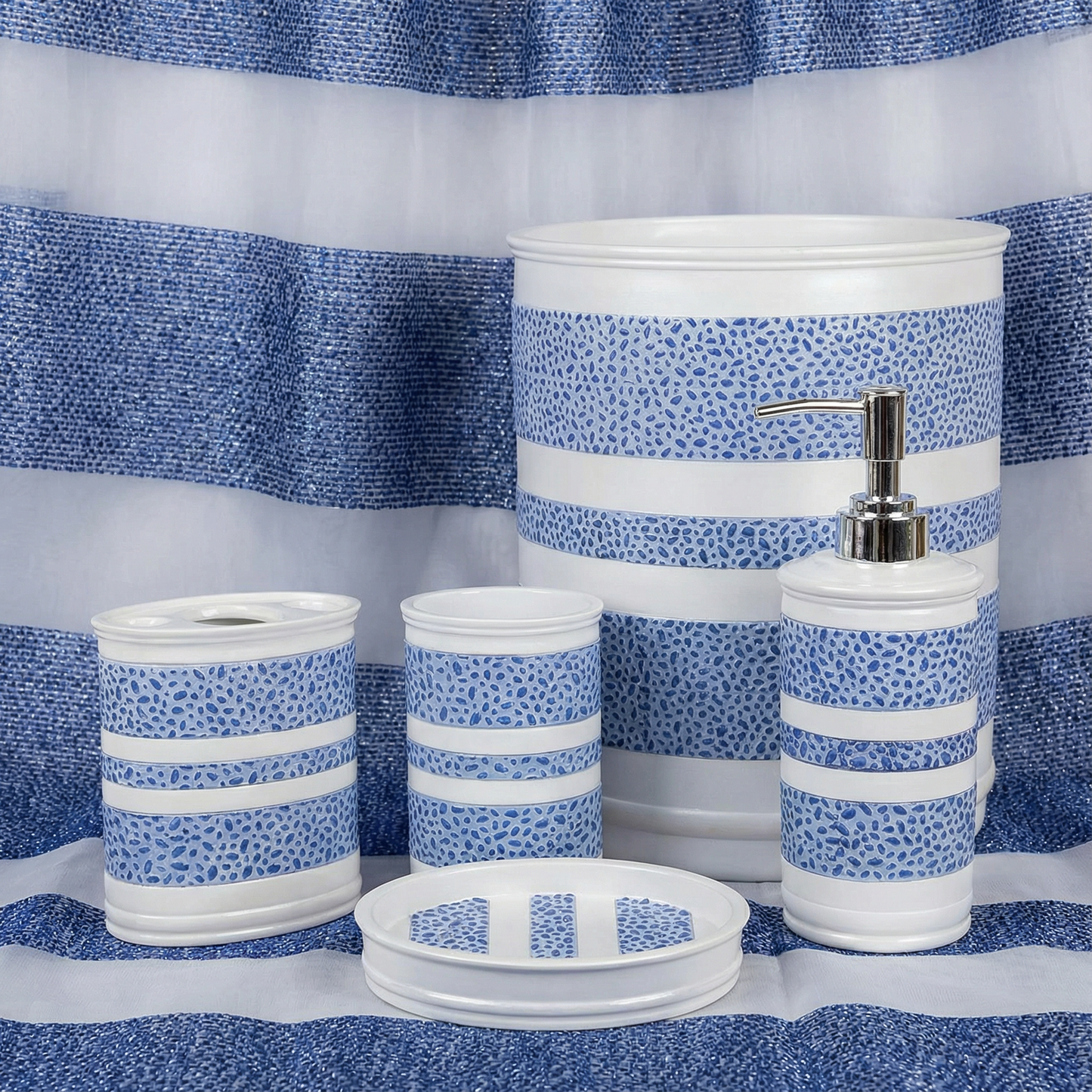 Marquise 5-Piece Bath Accessory Set - Luxury Textured Bathroom Collection