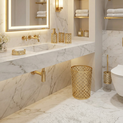 Geneva 6-Piece Bath Accessory Set - Luxury Acrylic Bathroom Collection with Toilet Brush