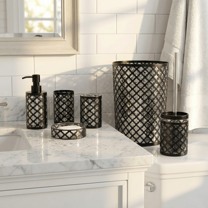 Geneva 6-Piece Bath Accessory Set - Luxury Acrylic Bathroom Collection with Toilet Brush