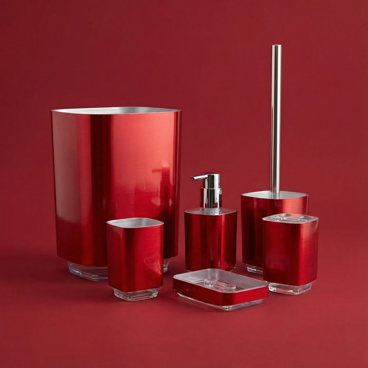 Regency 6-Piece Bath Accessory Set - Modern Minimalist Acrylic Bathroom Collection with Toilet Brush