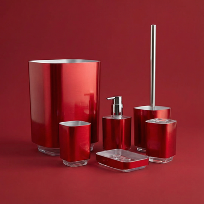 Regency 6-Piece Bath Accessory Set - Modern Minimalist Acrylic Bathroom Collection with Toilet Brush