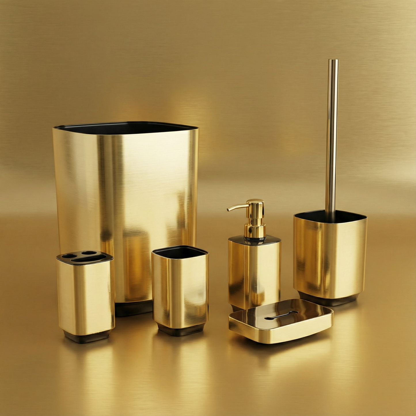 Regency 6-Piece Bath Accessory Set - Modern Minimalist Acrylic Bathroom Collection with Toilet Brush