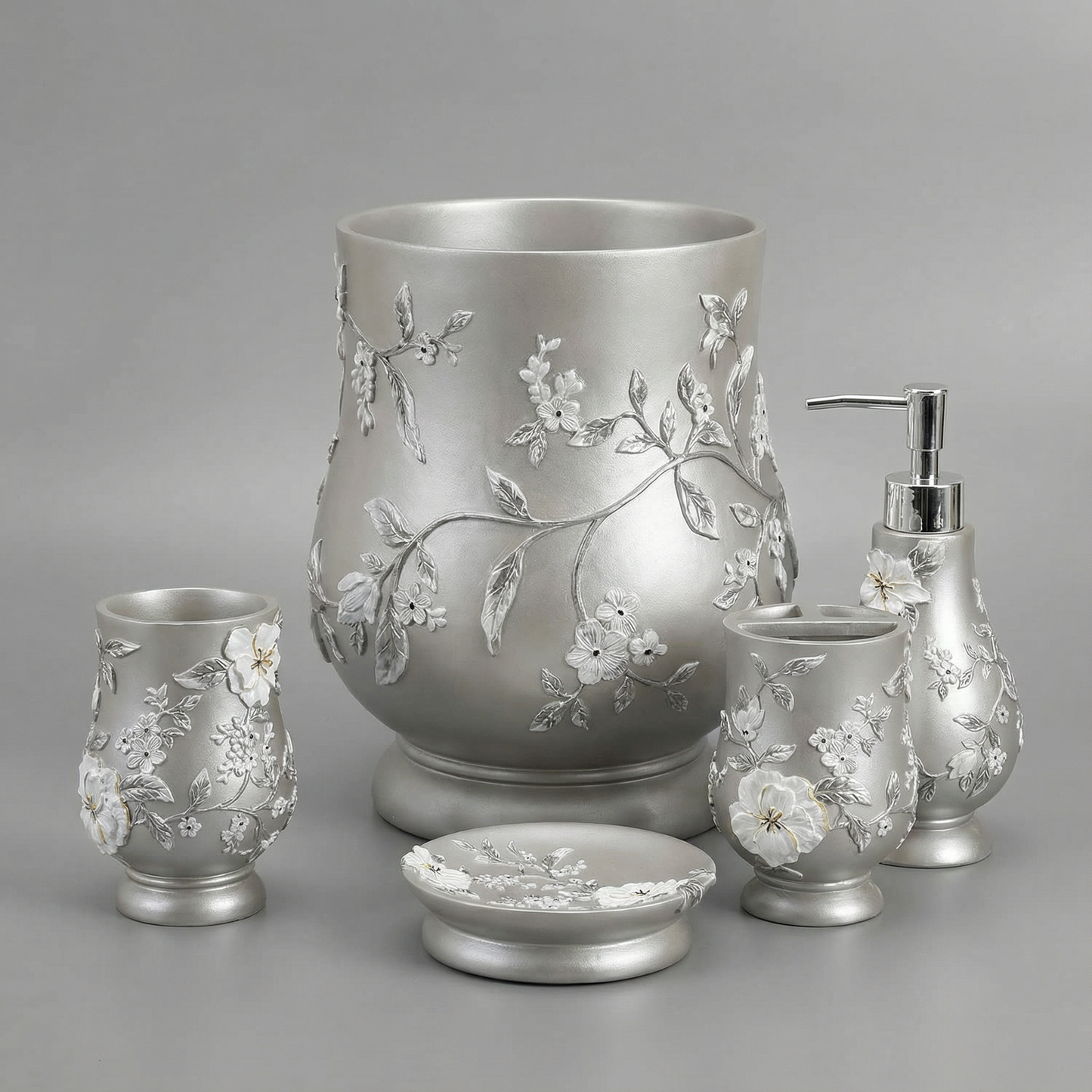 Melrose 5-Piece Bath Accessory Set - Modern Geometric Bathroom Collection