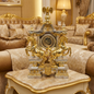 Majestic Baroque Mantel Clock - 25" Crystal & Gold Statement Piece