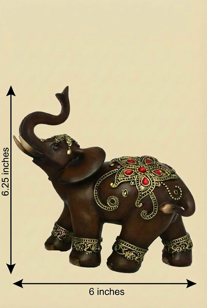 Ornate Elephant Figurine - 6.5" Hand-Painted Decorative Statue