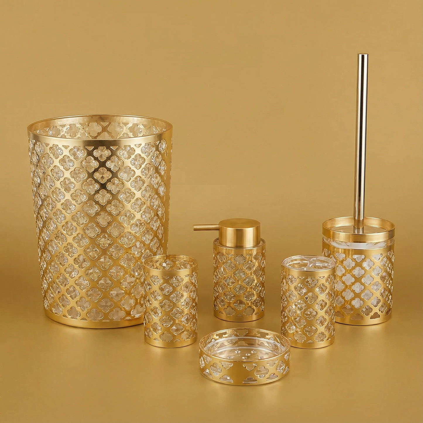 Geneva 6-Piece Bath Accessory Set - Luxury Acrylic Bathroom Collection with Toilet Brush