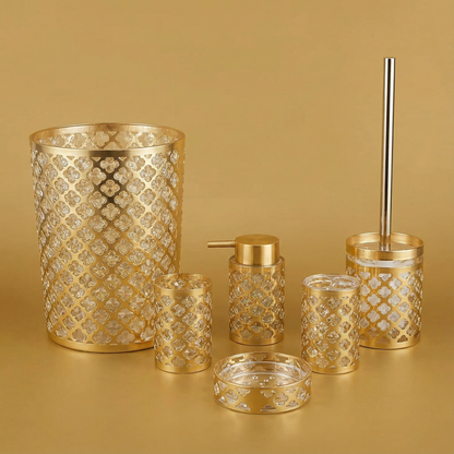 Geneva 6-Piece Bath Accessory Set - Luxury Acrylic Bathroom Collection with Toilet Brush