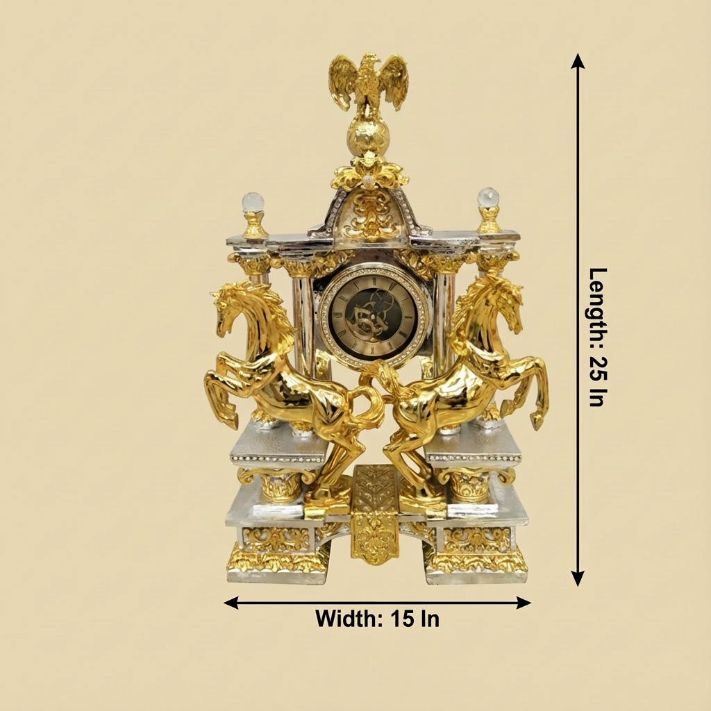 Majestic Baroque Mantel Clock - 25" Crystal & Gold Statement Piece