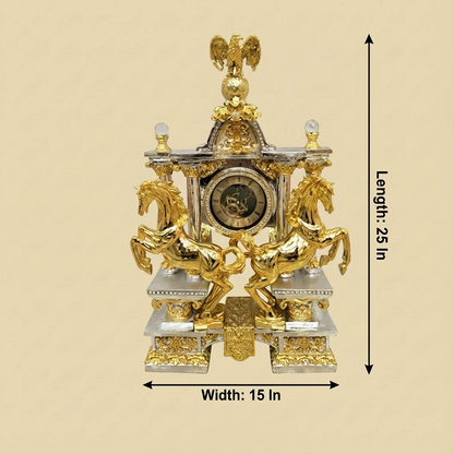 Majestic Baroque Mantel Clock - 25" Crystal & Gold Statement Piece