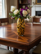 Exotic Leopard Print Art Glass Vase - 11" Hand-Blown Statement Piece