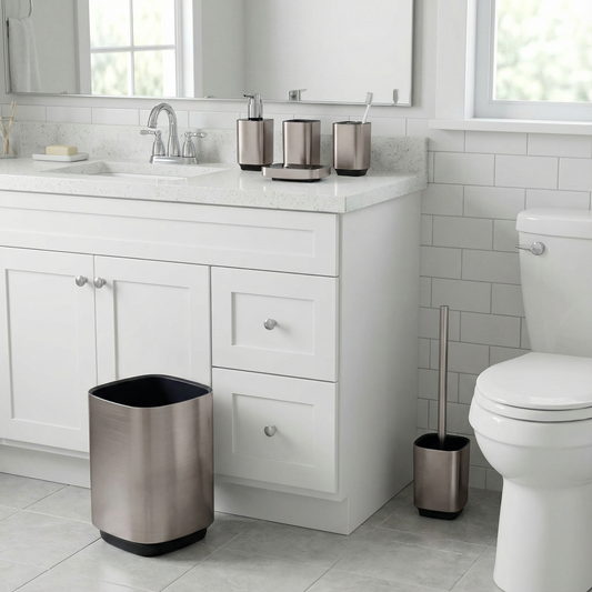 Regency 6-Piece Bath Accessory Set - Modern Minimalist Acrylic Bathroom Collection with Toilet Brush