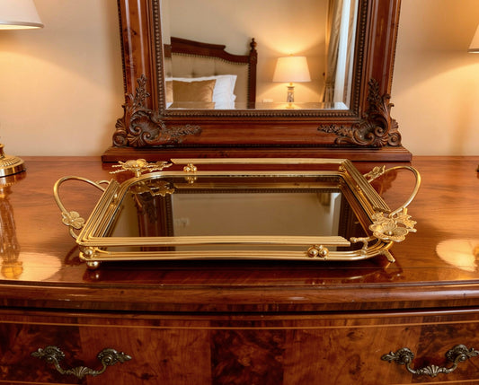 Gold Mirrored Vanity Mirror Tray