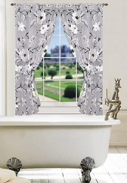 Melrose Window Curtain – Romantic Floral Bathroom Window Treatment