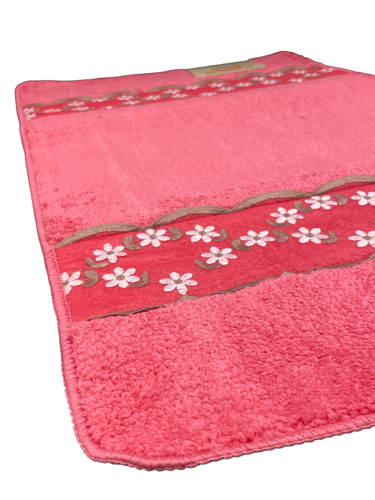 Maya Bathroom Rug Set – Delicate Floral Embellished Bath Mats