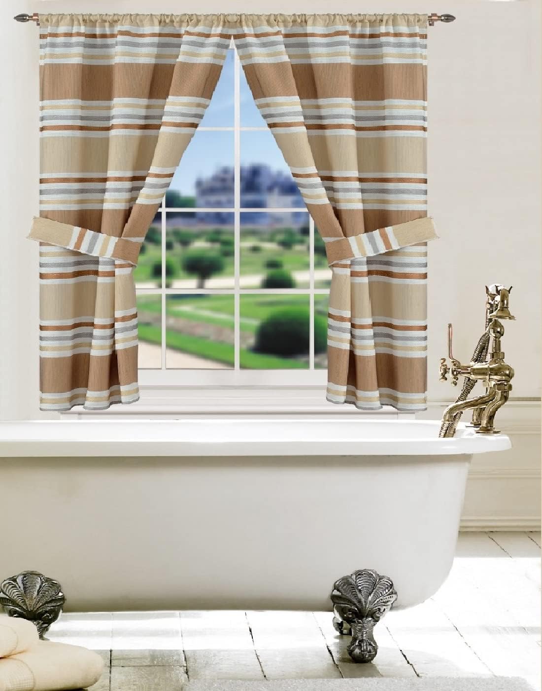 Ivanna Window Curtain – Bold Striped Bathroom Window Treatment
