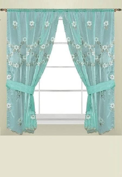 Maya Window Curtain – Delicate Floral Embellished Bathroom Window Treatment