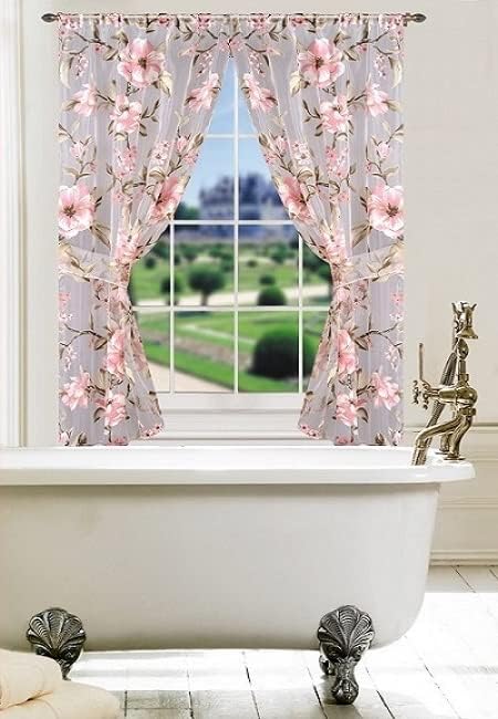 Melrose Window Curtain – Romantic Floral Bathroom Window Treatment