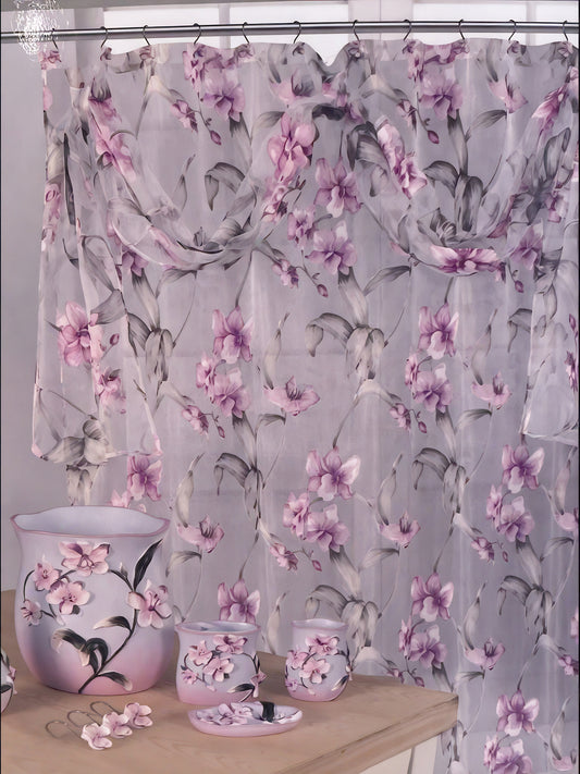 Lilly Purple Shower Curtain – Romantic Floral Bathroom Décor
