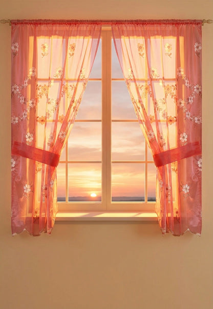 Maya Window Curtain – Delicate Floral Embellished Bathroom Window Treatment