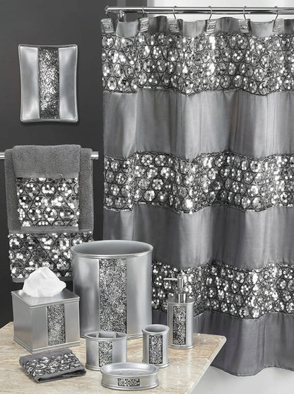 Sinatra Shower Curtain – Glamorous Crystal-Embellished Bathroom Décor