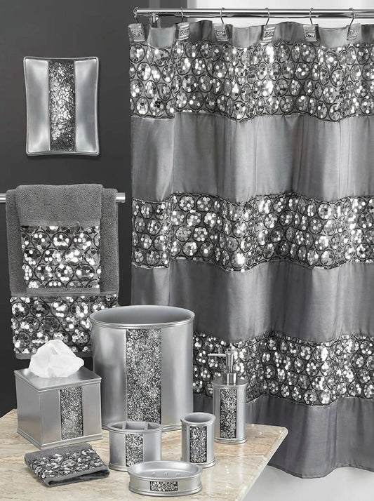 Sinatra Shower Curtain – Glamorous Crystal-Embellished Bathroom Décor