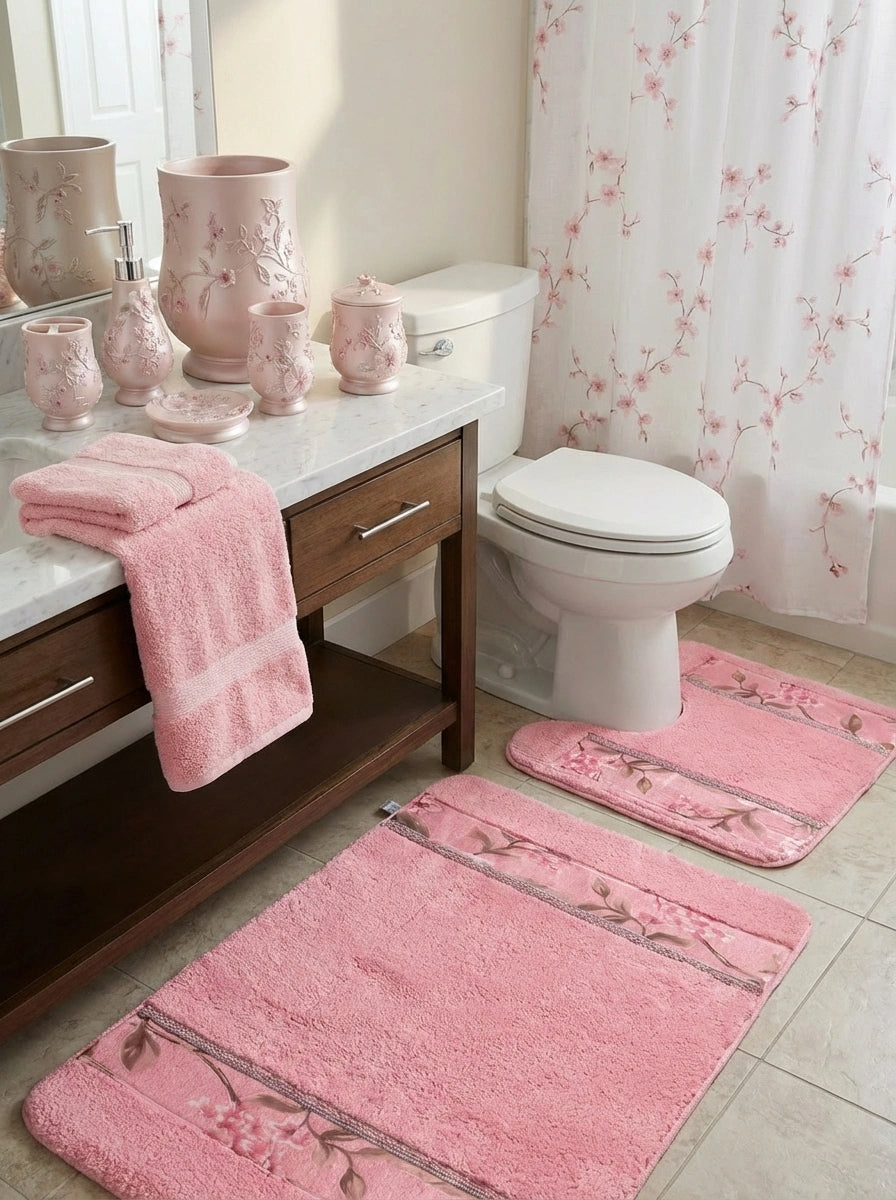 Melrose Bathroom Rug Set – Romantic Floral Bath Mats