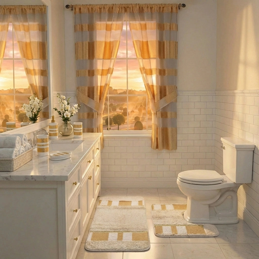 Marquise Bathroom Rug Set – Luxe Striped Bath Mats