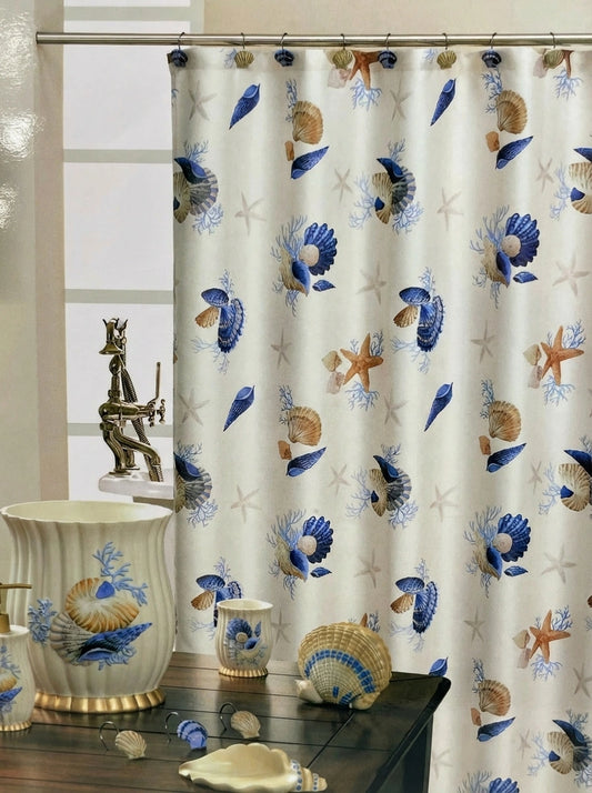 Spa Shell Shower Curtain – Coastal Serenity Bathroom Décor