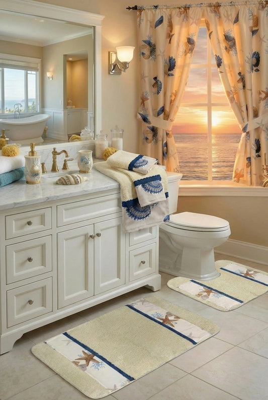 Spa Shell 3-Piece Towel Set – Coastal Serenity Bath Towels