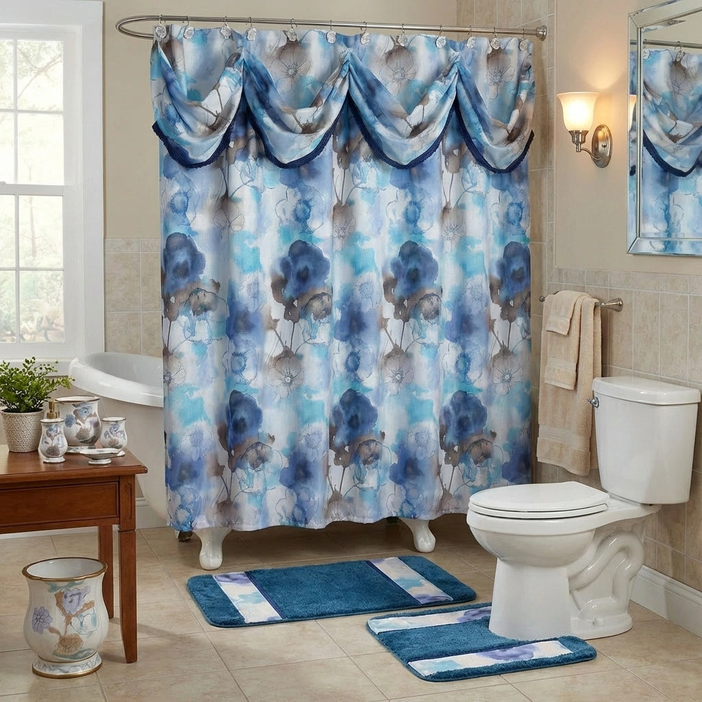 Judy Bathroom Rug Set – Artistic Watercolor Floral Bath Mats