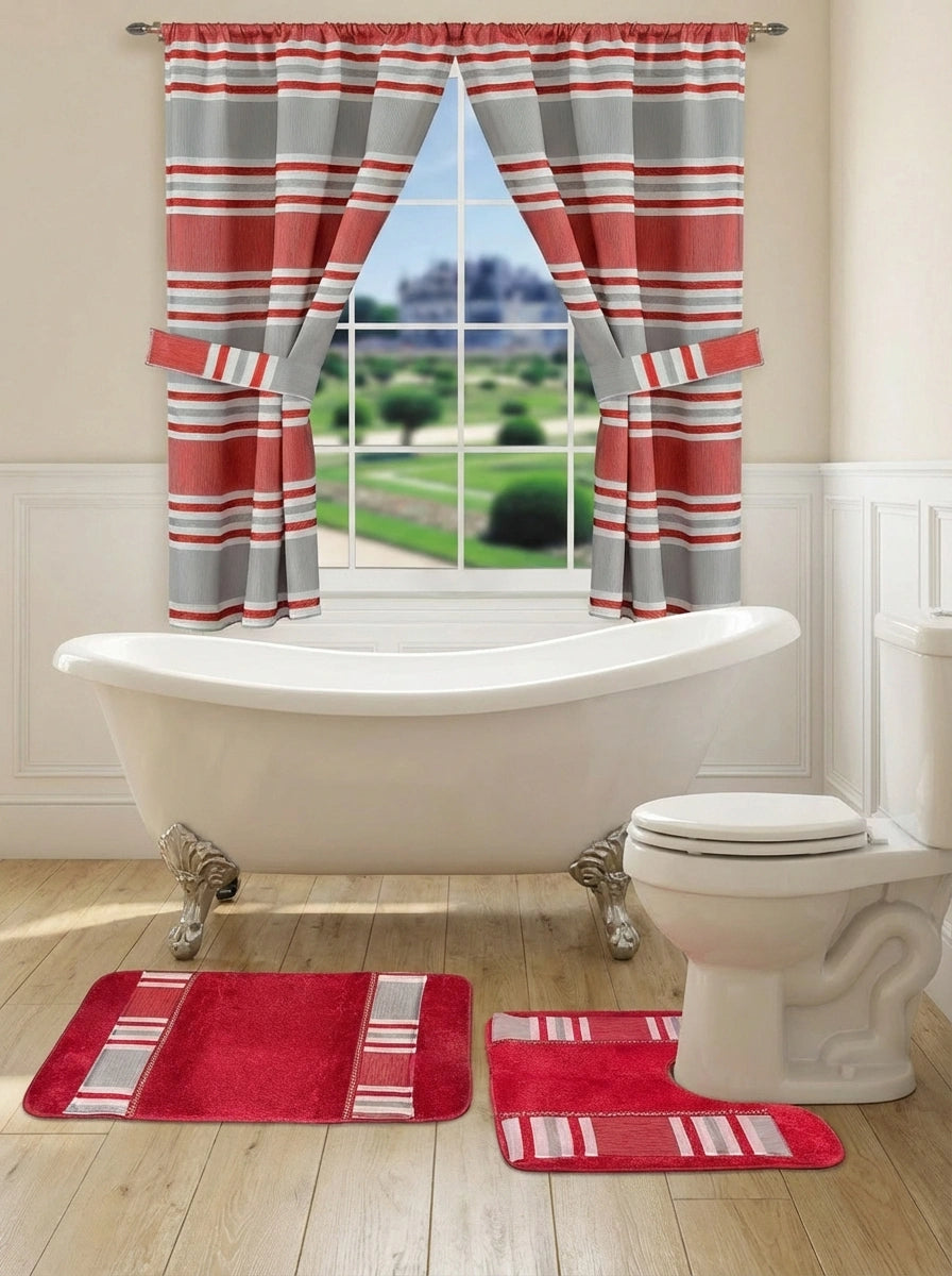 Ivanna Bathroom Rug Set – Bold Striped Bath Mats