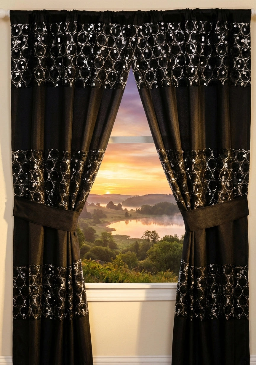 Sinatra Window Curtain – Glamorous Crystal-Embellished Bathroom Window Treatment