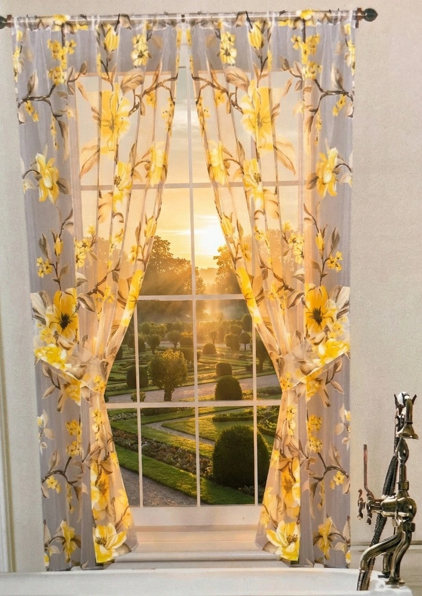 Melrose Window Curtain – Romantic Floral Bathroom Window Treatment