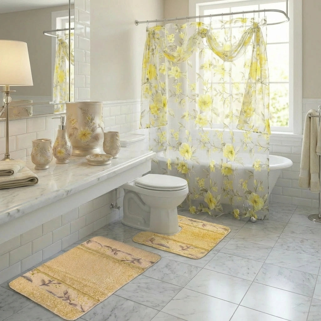 Melrose Bathroom Rug Set – Romantic Floral Bath Mats