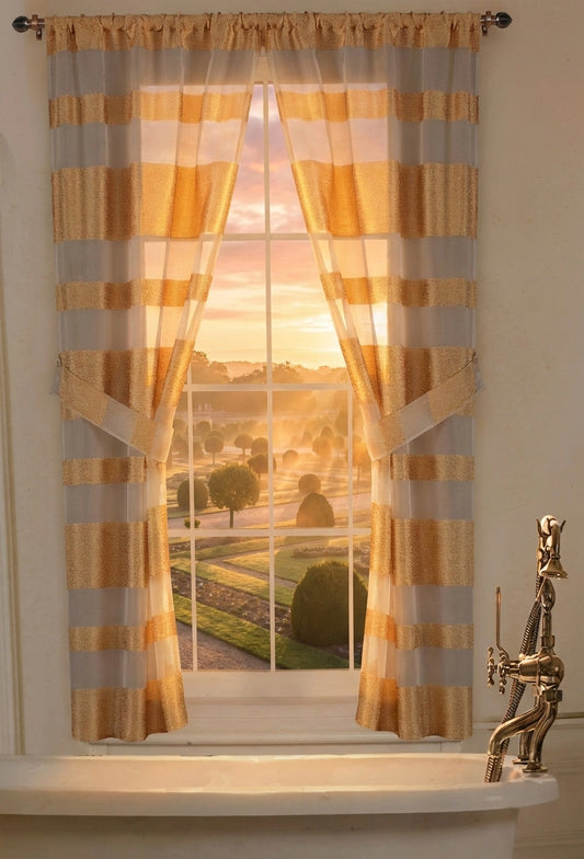 Marquise Window Curtain – Luxe Striped Bathroom Window Treatment