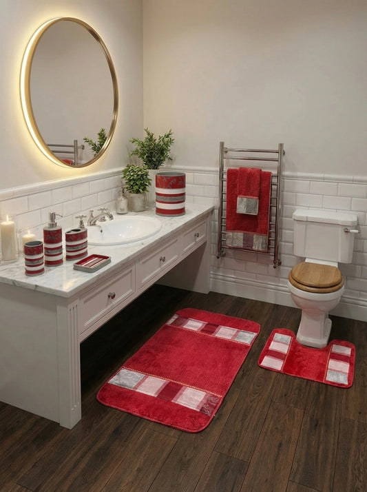 Venezia Red 3-Piece Towel Set – Bold Striped Bath Towels