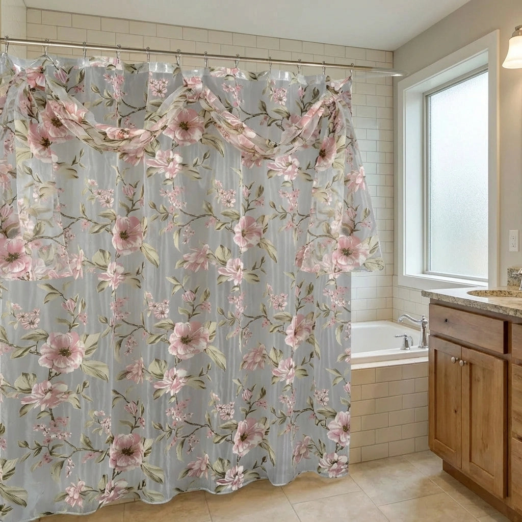 Melrose Shower Curtain – Romantic Floral Bathroom Décor