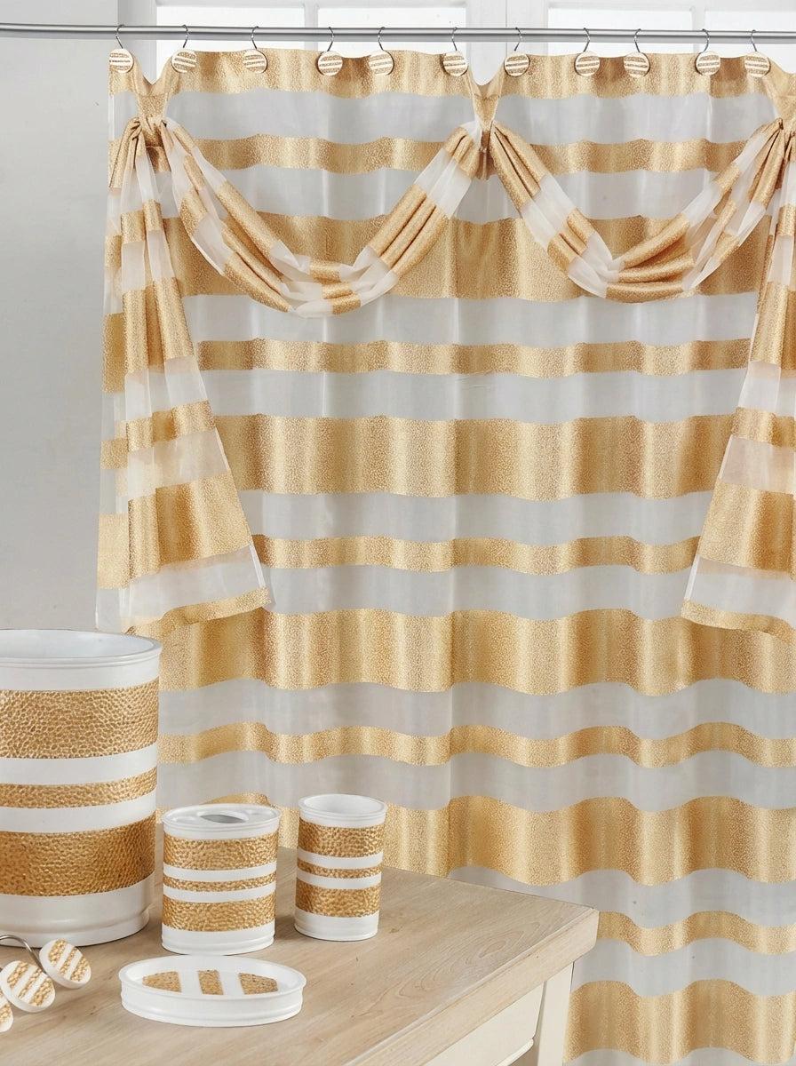 Marquise Shower Curtain – Luxe Striped Bathroom Décor